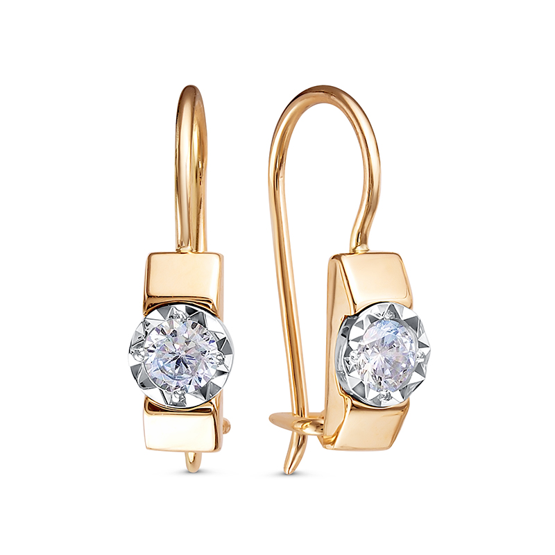 Серьги из золота с камнем Фианит фото, цены