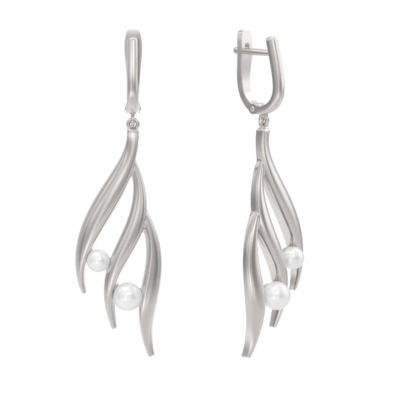 Серьги из серебра с камнем Жемчуг фото, цены