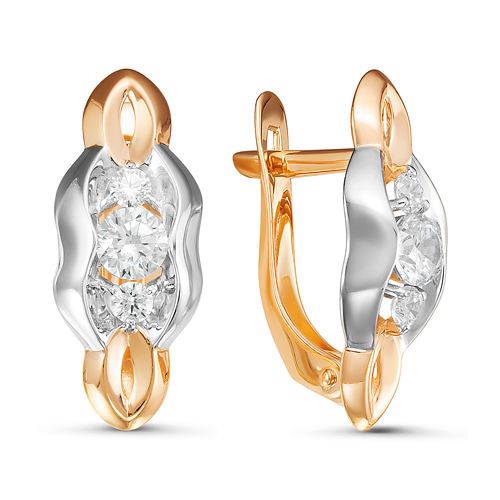 Серьги из золота с камнем Фианит фото, цены