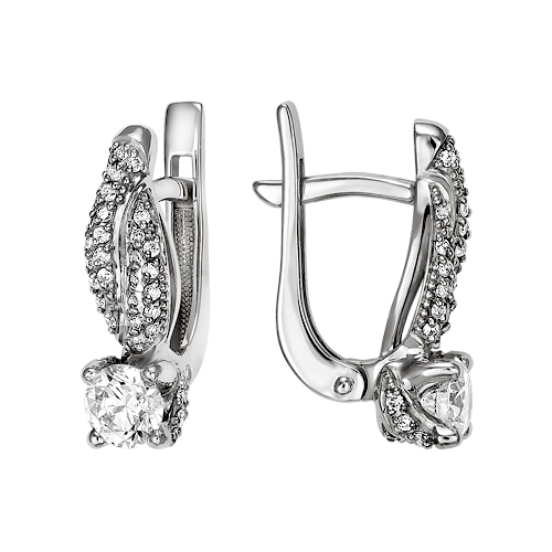 Серьги из золота с камнем Бриллиант фото, цены