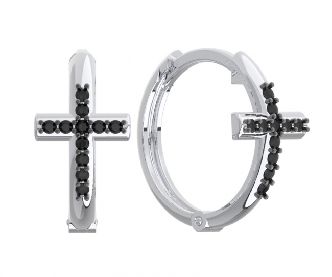 Серьги из серебра с камнем Фианит фото, цены