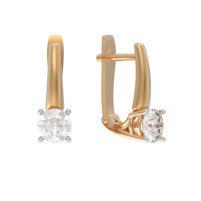 Серьги из золота с камнем Фианит фото, цены