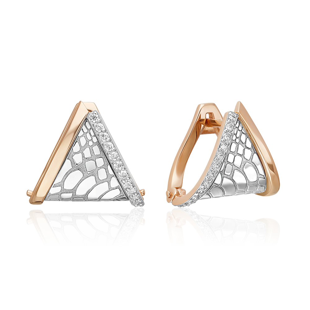 Серьги из золота с камнем Фианит фото, цены