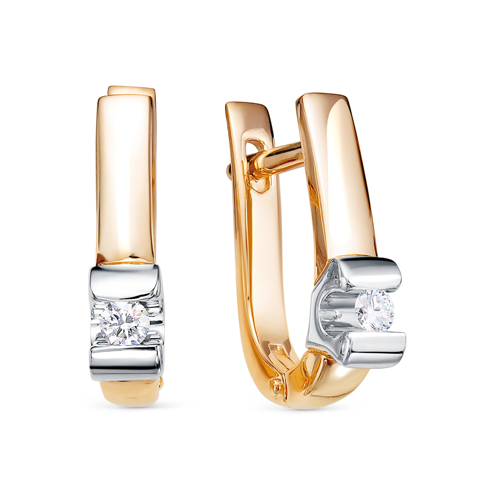 Серьги из золота с камнем Бриллиант фото, цены