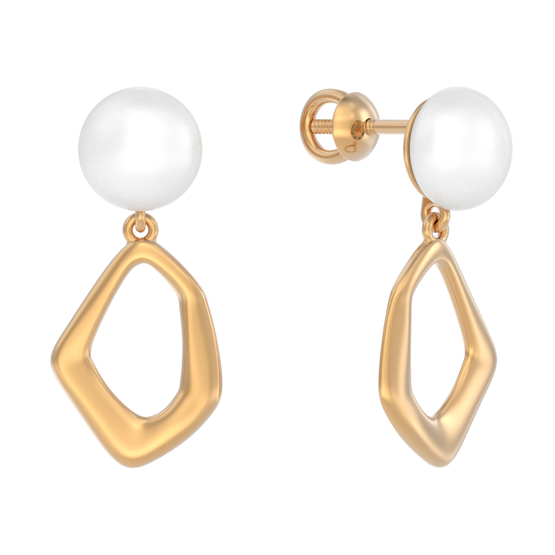 Пуссеты из золота с камнем Жемчуг фото, цены