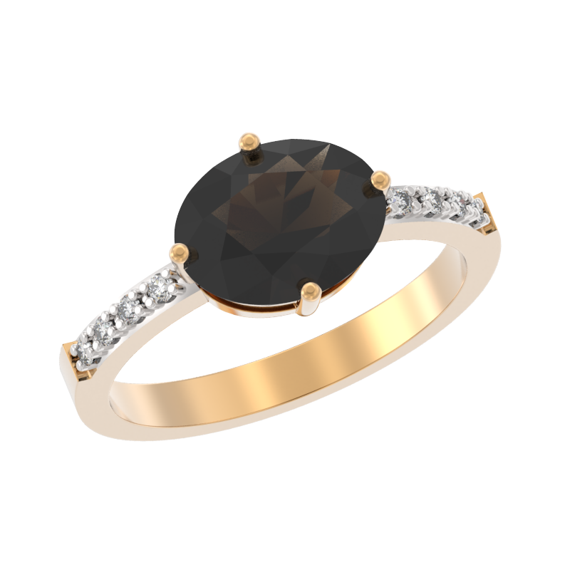 Кольцо из золота с камнем Фианит, Раух-топаз фото, цены