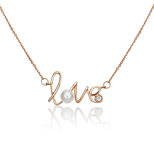 Колье из золота с камнем Жемчуг, Фианит фото, цены