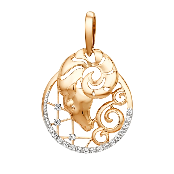 Знак из золота с камнем Фианит фото, цены