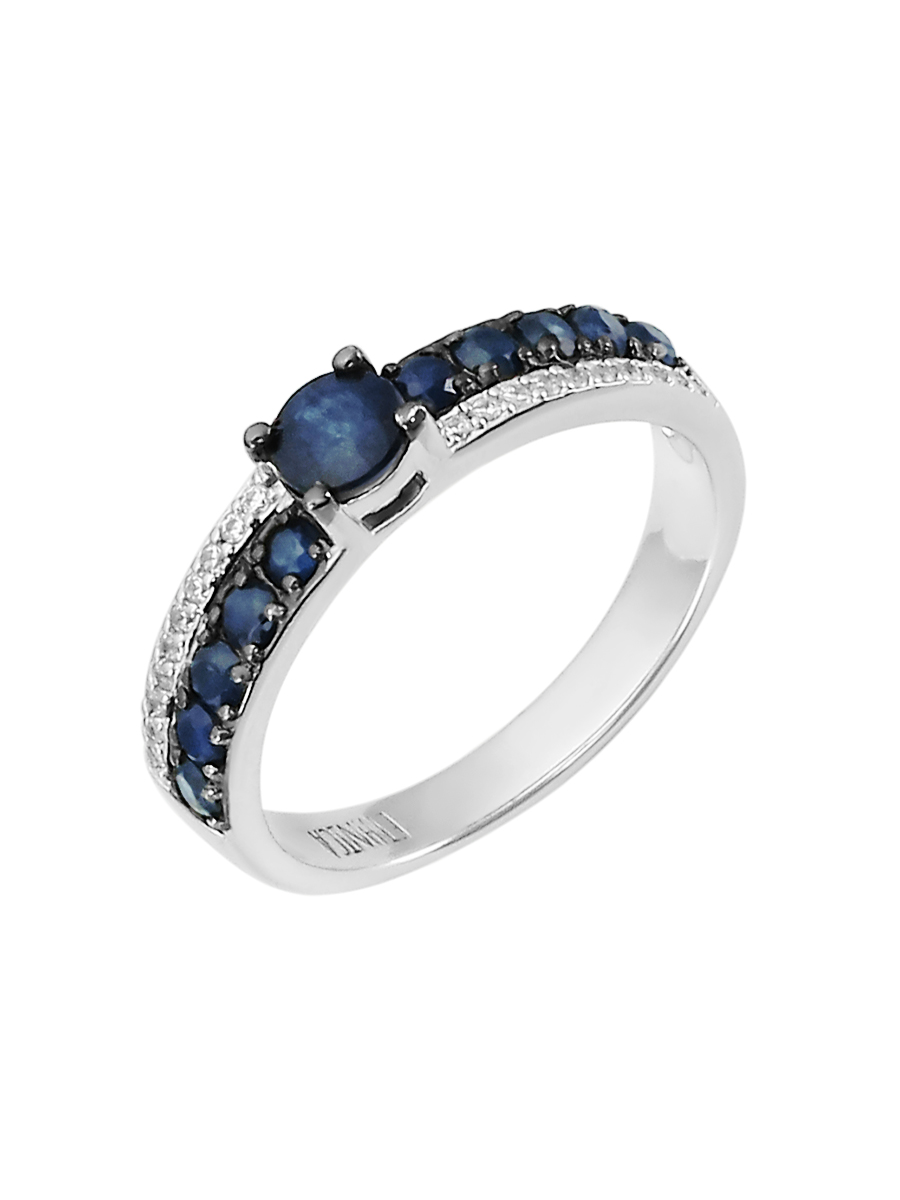 Кольцо из серебра с камнем Сапфир, Куб цирконий фото, цены