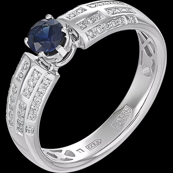 Кольцо из золота с камнем Бриллиант, Сапфир фото, цены