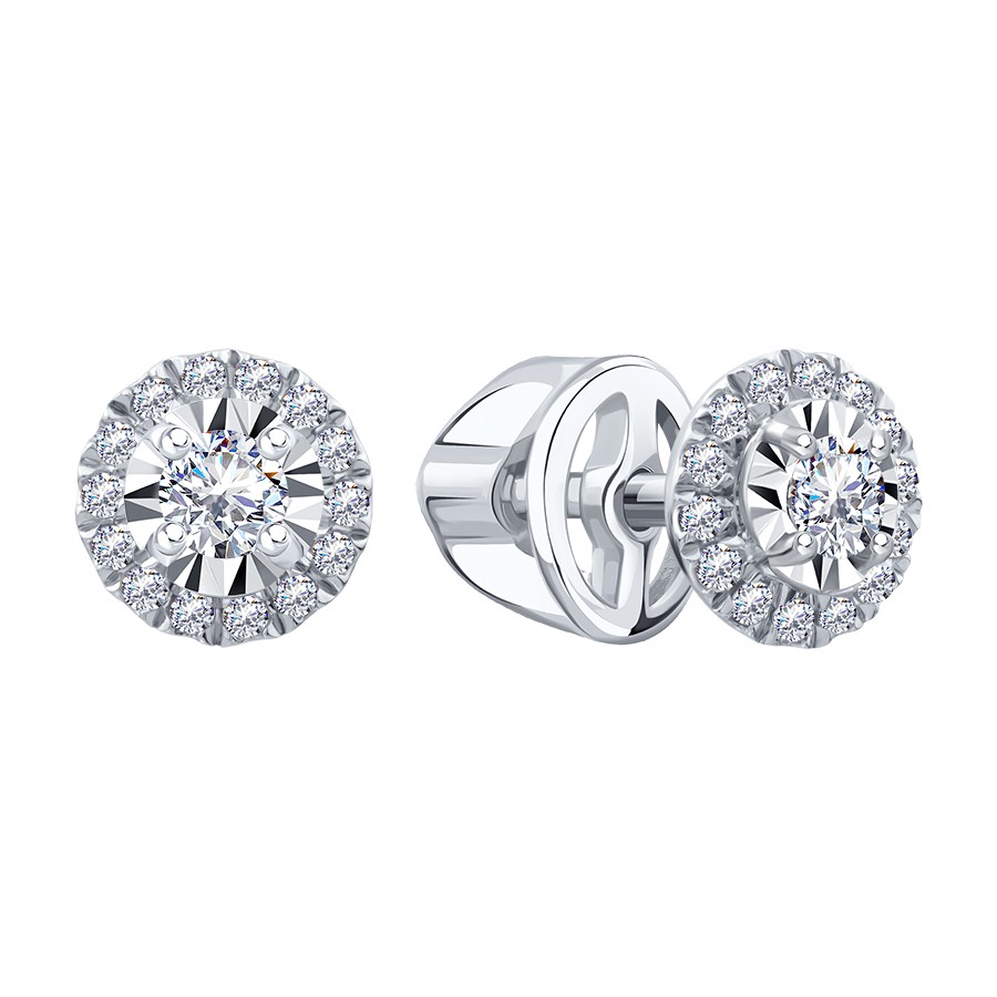 Пуссеты из золота с камнем Бриллиант фото, цены