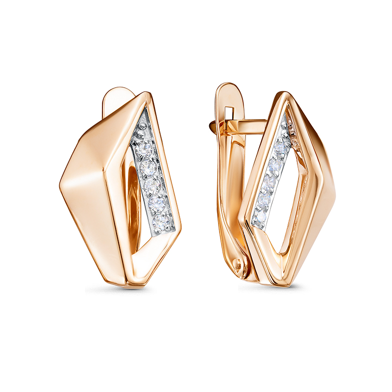 Серьги из золота с камнем Фианит фото, цены