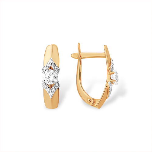 Серьги из золота с камнем Фианит фото, цены