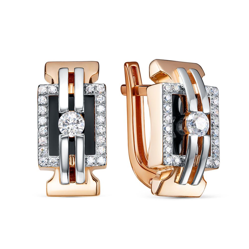 Серьги из золота с камнем Фианит фото, цены