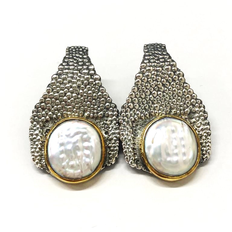 Серьги из серебра с камнем Жемчуг фото, цены