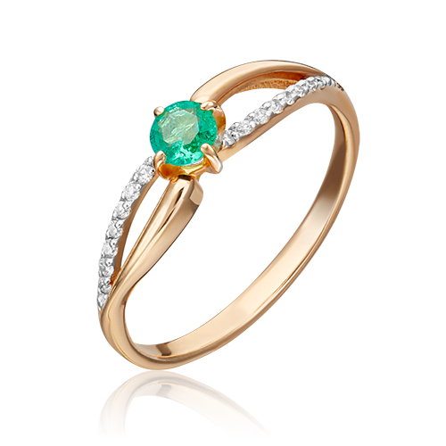Кольцо из золота с камнем Бриллиант, Изумруд фото, цены