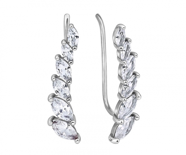 Серьги из серебра с камнем Фианит фото, цены