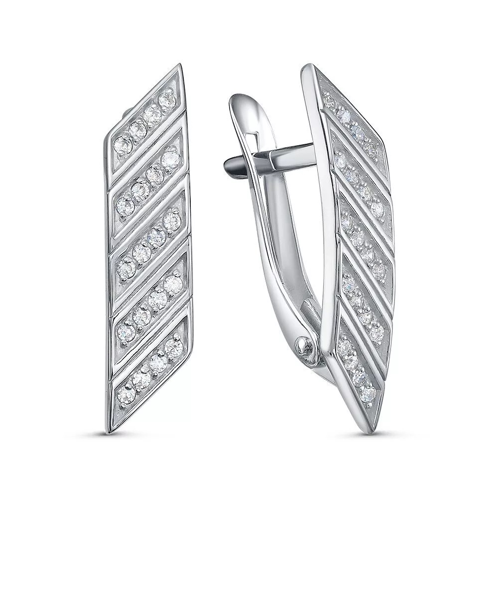 Серьги из серебра с камнем Фианит фото, цены