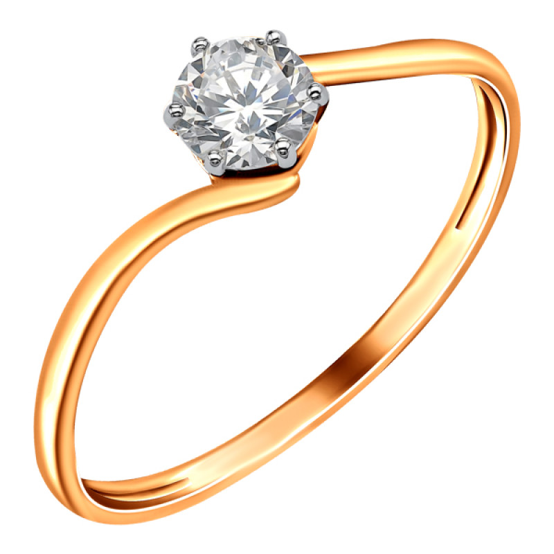 Кольцо из золота с камнем Фианит фото, цены