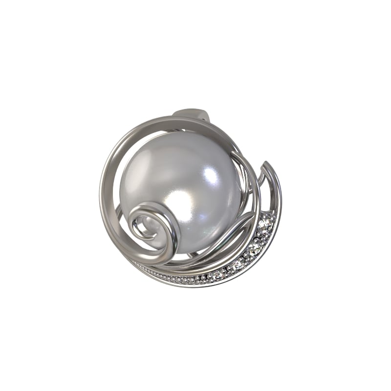 Подвеска из серебра с камнем Жемчуг, Фианит фото, цены