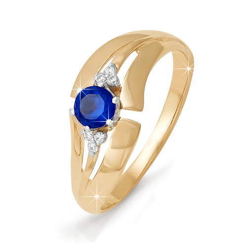 Кольцо из золота с камнем Бриллиант, Сапфир фото, цены
