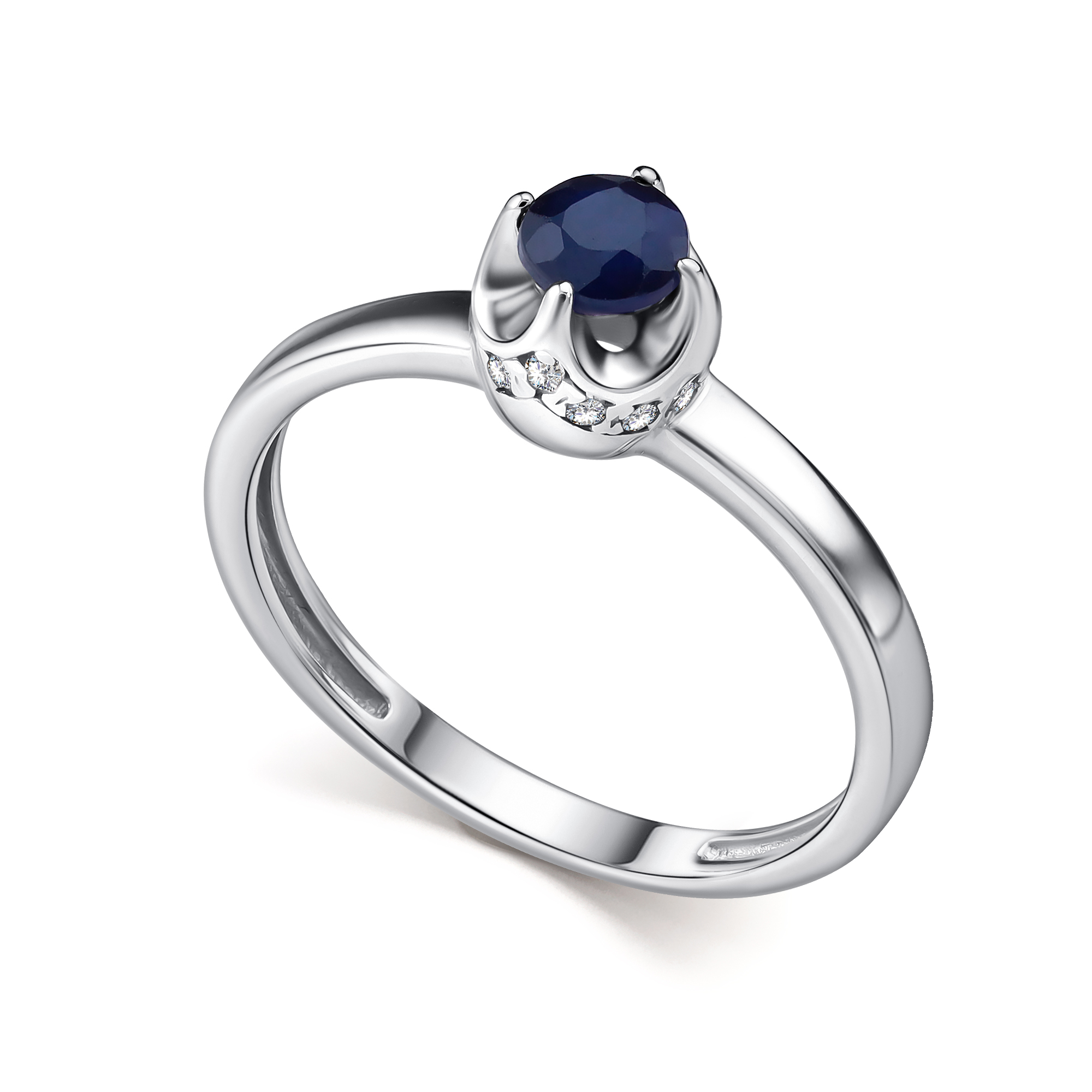 Кольцо из серебра с камнем Фианит, Сапфир фото, цены