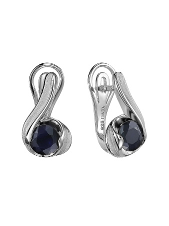 Серьги из серебра с камнем Сапфир фото, цены