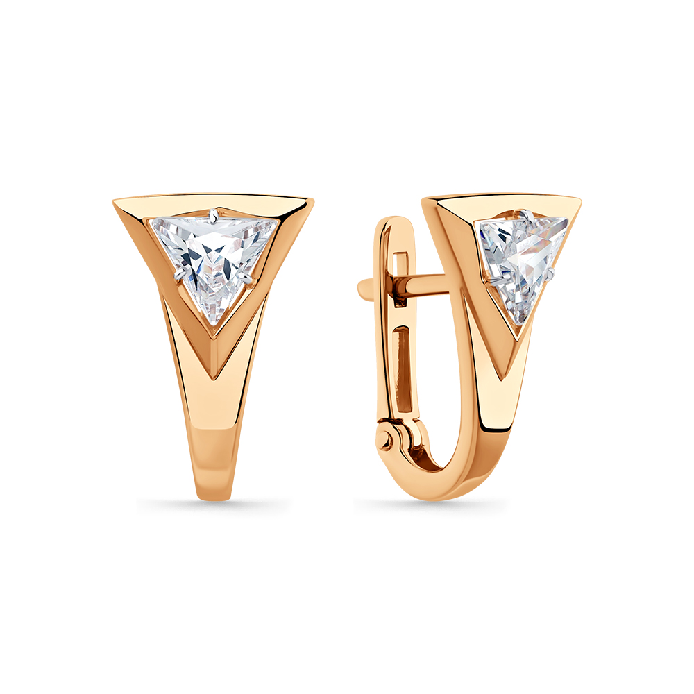 Серьги из золота с камнем Фианит фото, цены