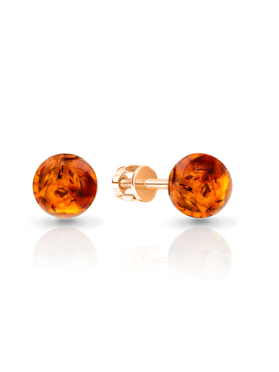 Пуссеты из позолота с камнем Янтарь фото, цены