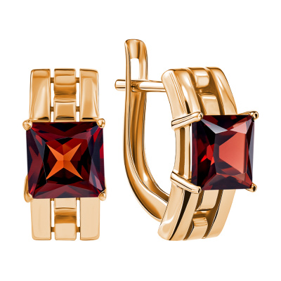 Серьги из золота с камнем Гранат фото, цены