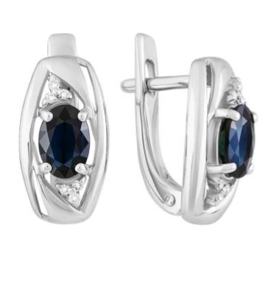 Серьги из золота с камнем Бриллиант, Сапфир фото, цены