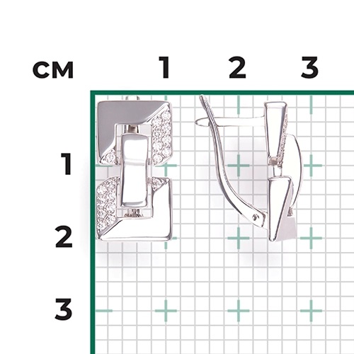 Серьги из серебра с камнем Фианит фото, цены