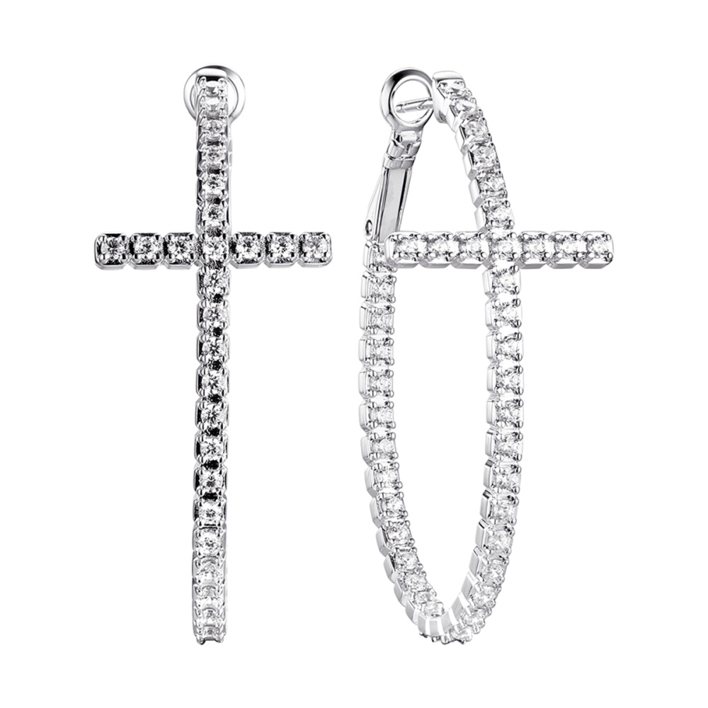 Серьги из серебра с камнем Фианит фото, цены