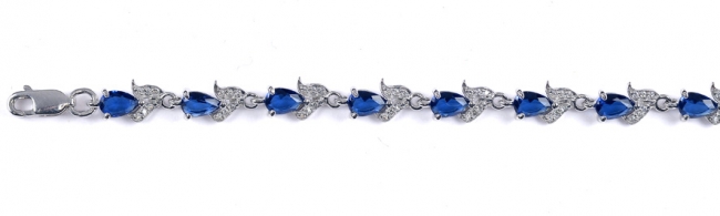 Браслет из серебра с камнем Фианит, Кварц син. фото, цены