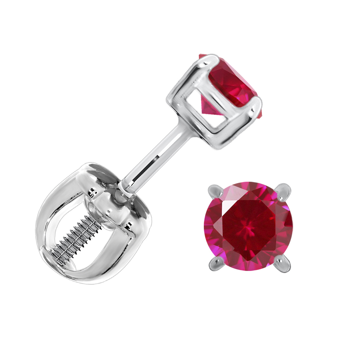 Пуссеты из серебра с камнем Корунд фото, цены