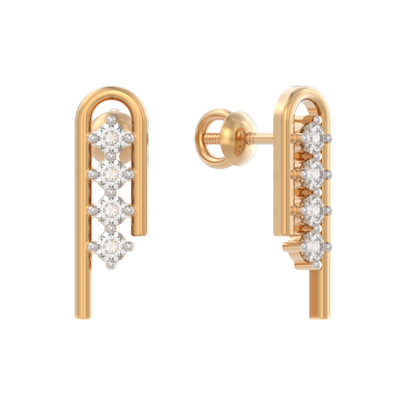 Пуссеты из золота с камнем Фианит фото, цены