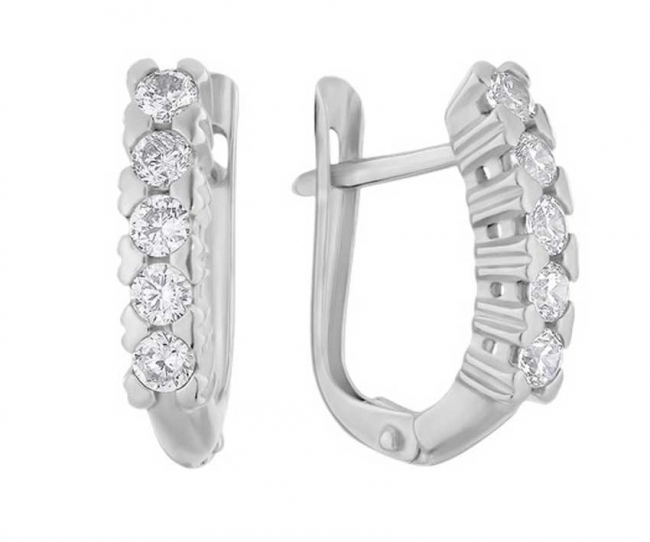 Серьги из серебра с камнем Фианит фото, цены