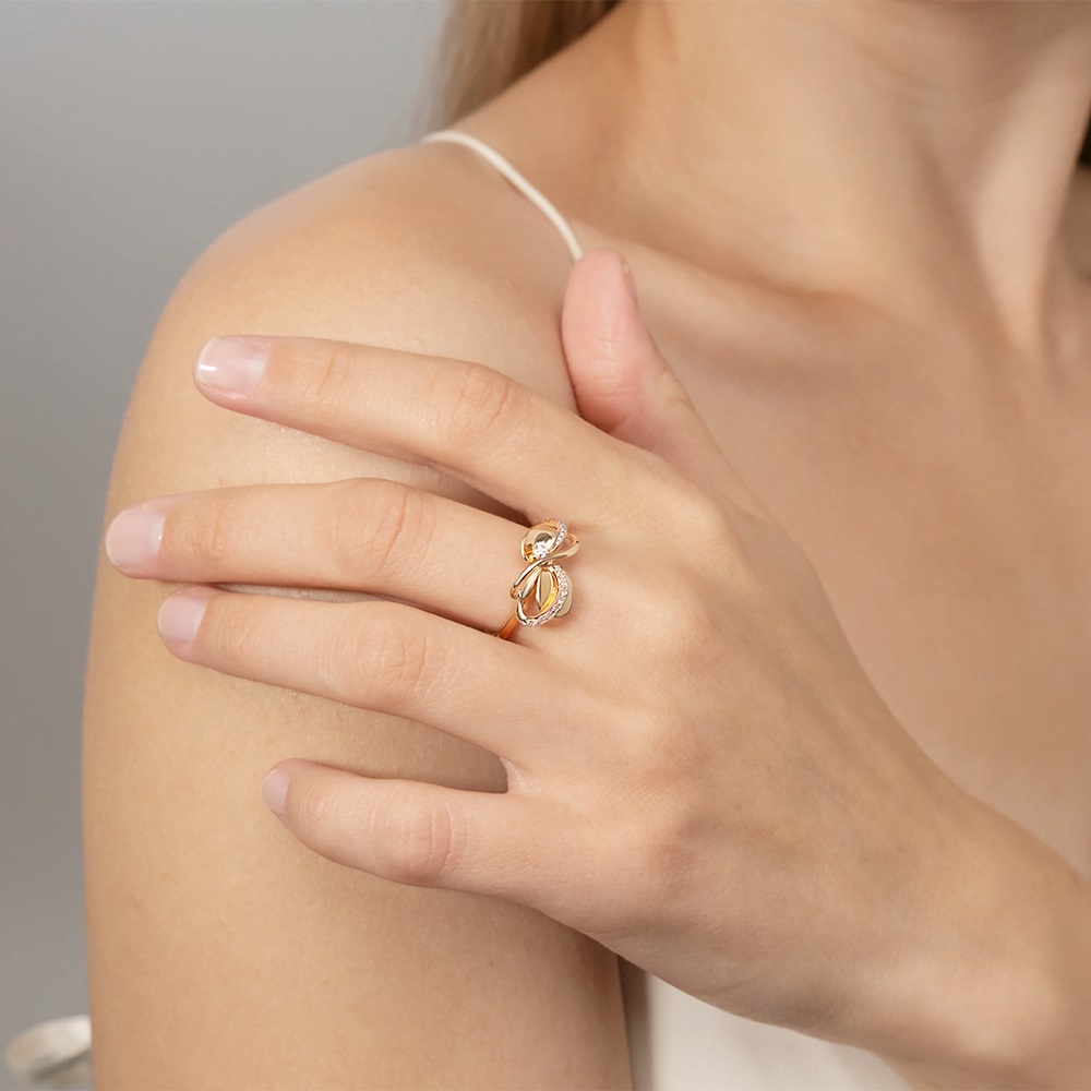 Кольцо из золота с камнем Фианит фото, цены