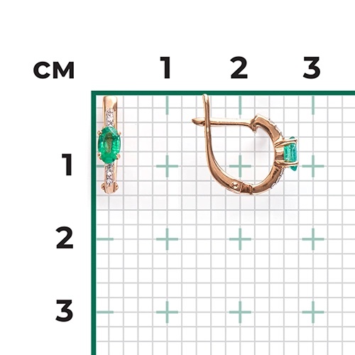 Серьги из золота с камнем Бриллиант, Изумруд фото, цены