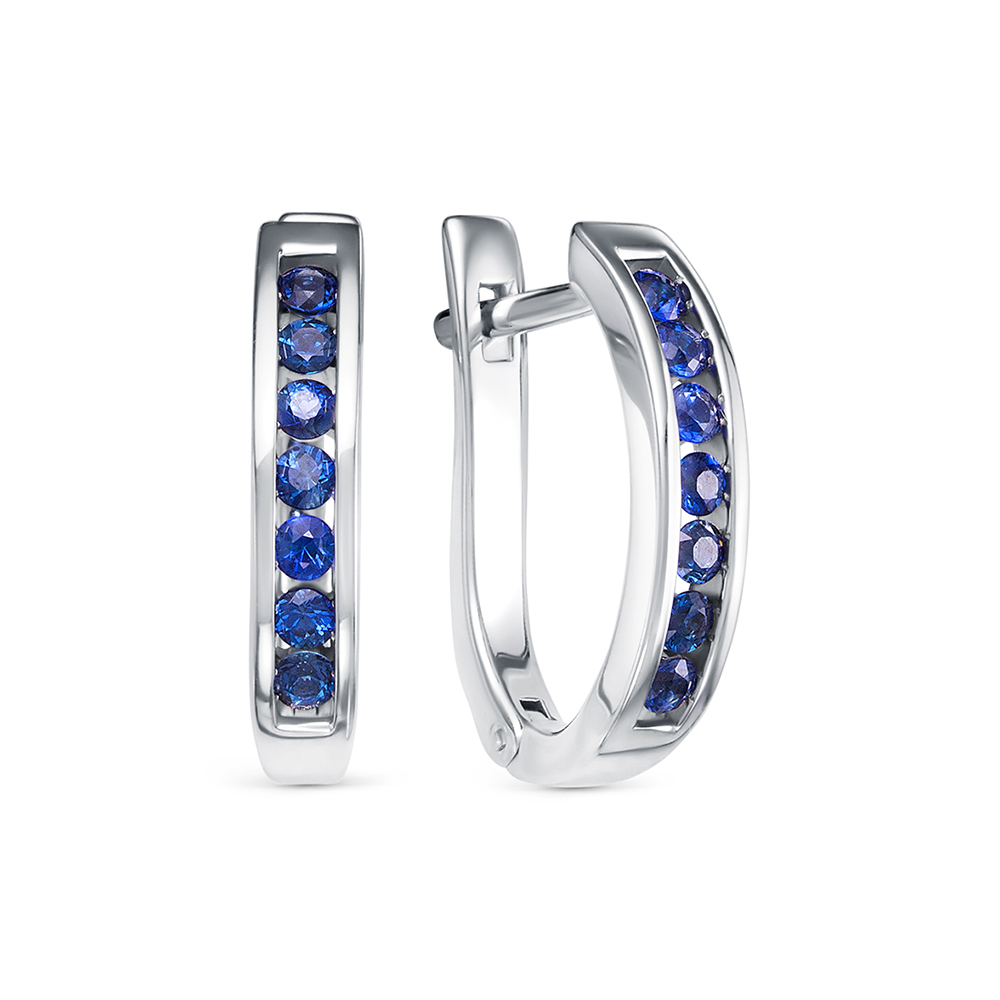 Серьги из золота с камнем Сапфир фото, цены