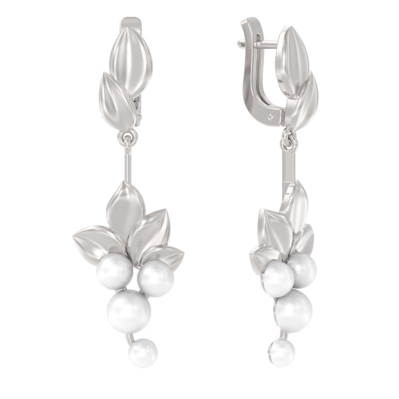 Серьги из серебра с камнем Жемчуг фото, цены