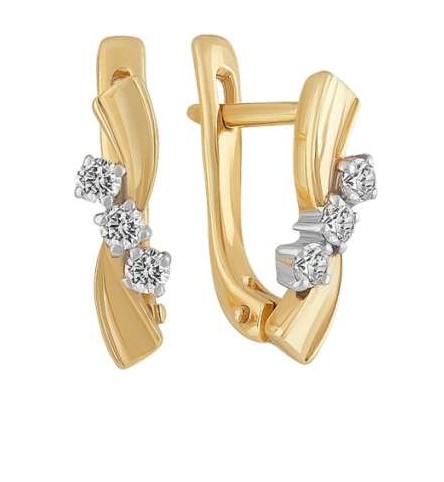 Серьги из золота с камнем Бриллиант фото, цены