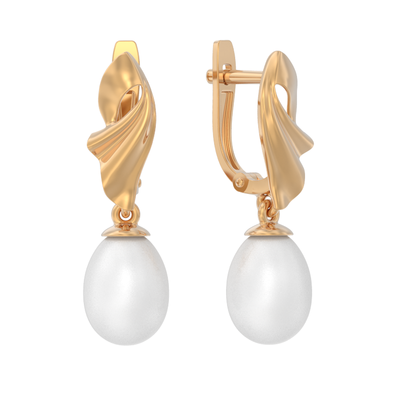 Серьги из золота с камнем Жемчуг фото, цены