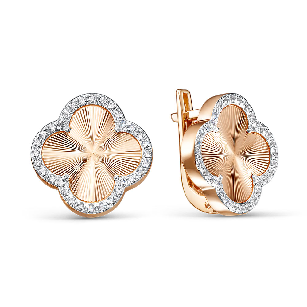 Серьги из золота с камнем Фианит фото, цены