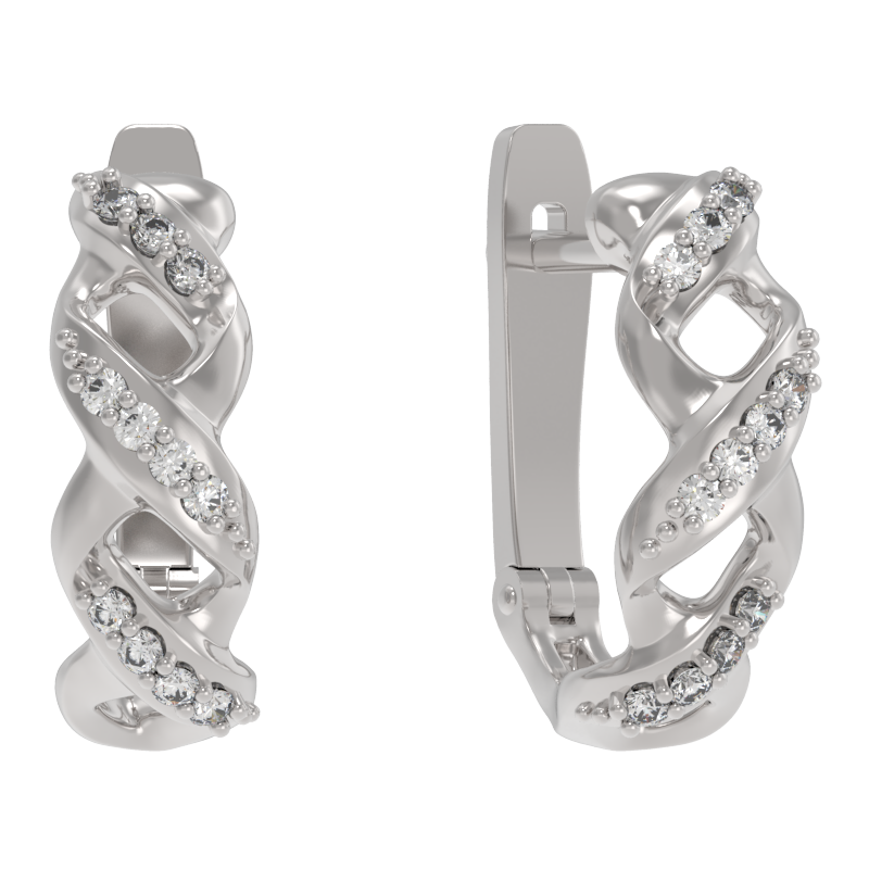 Серьги из серебра с камнем Фианит фото, цены