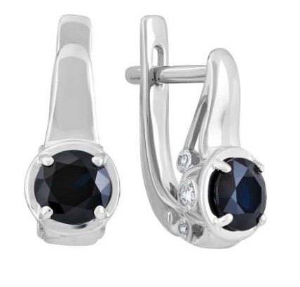 Серьги из золота с камнем Бриллиант, Сапфир фото, цены