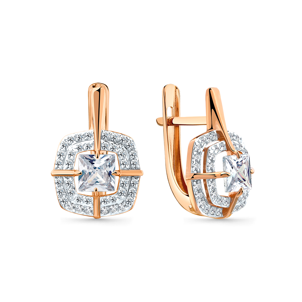 Серьги из золота с камнем Фианит фото, цены