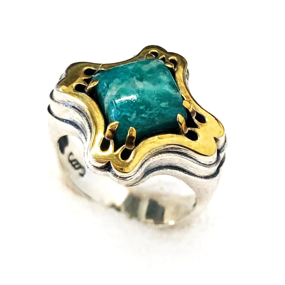 Кольцо из серебра с камнем амазонит фото, цены