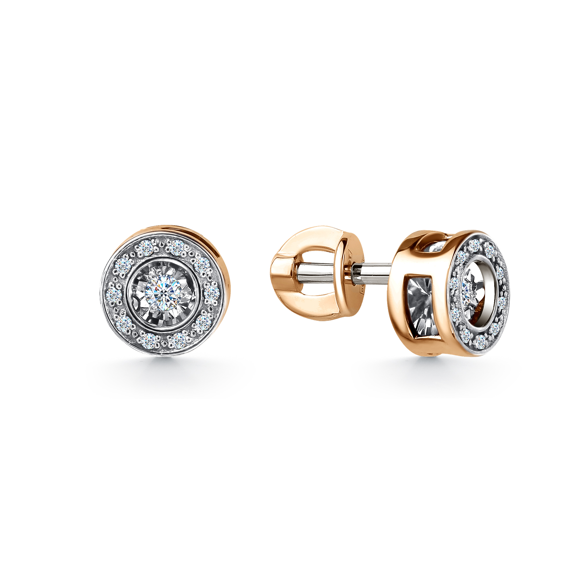 Пуссеты из золота с камнем Бриллиант,  фото, цены