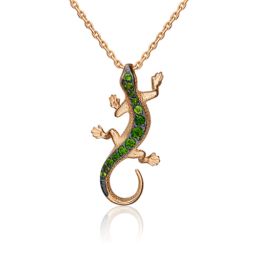 Подвеска из золота с камнем Хромдиопсид фото, цены